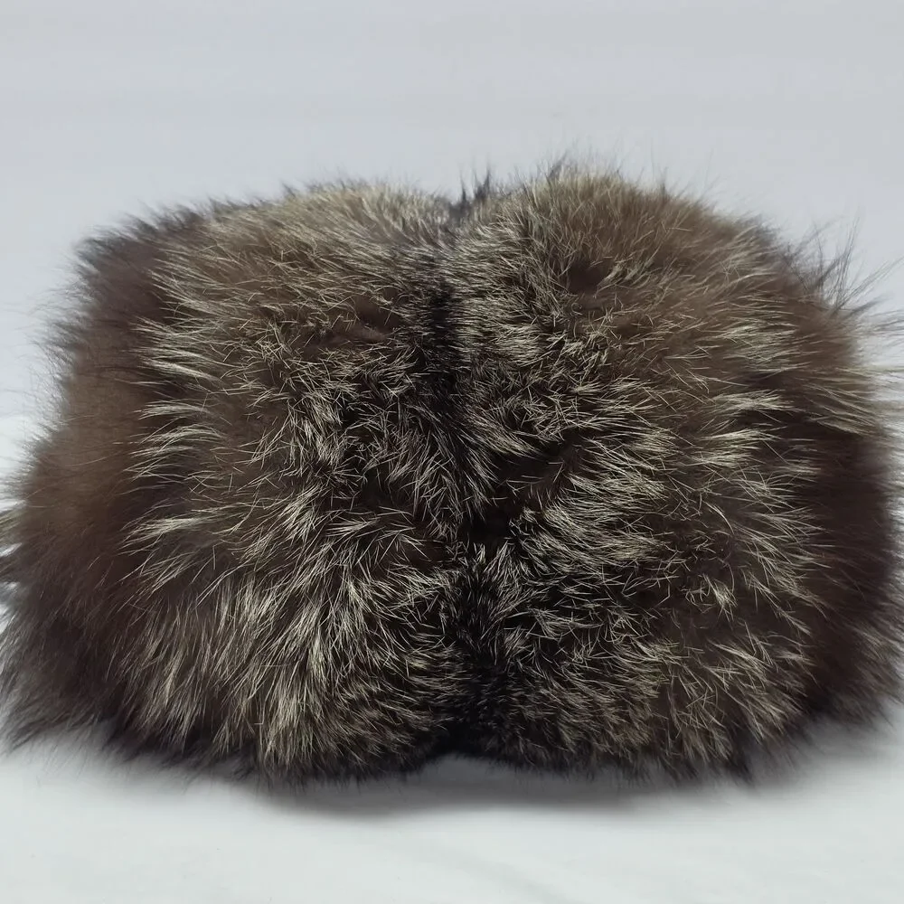 Vintage Real Fox Fur Ladies Hand Muff Satin Lining Wrist Strap Zip Pocket Inside
